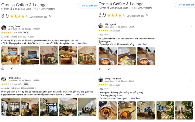 Oromia Coffee & Lounge Quận 1 - Cafe sân vườn giữa lòng Sài Gòn Một vài đánh giá thật của các thực khách đã ghé thăm Oromia